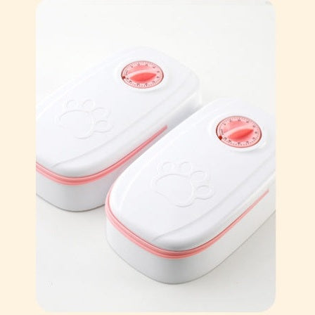 Pink double meal automatic pet food dispenser with timer