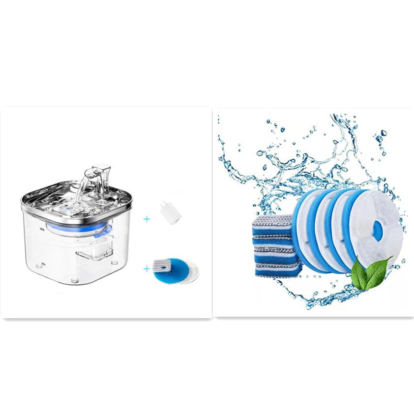 Cat drinking from stainless steel pet water fountain – PetPal Accessories