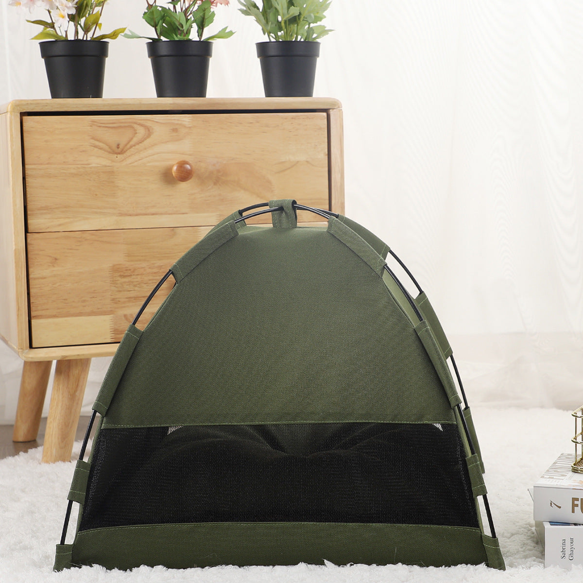 Petpal accessories cat cooling tent in green fabric with mesh panels for breathable comfort