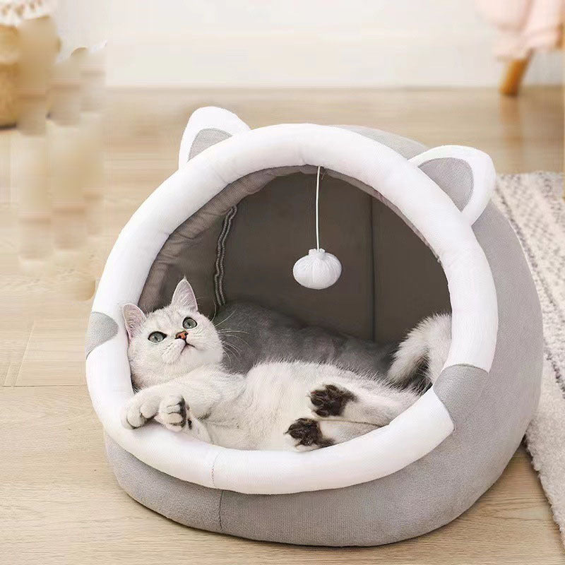 Cozy Petpal closed cat litter box with plush interior and cute cat ear design for comfort and privacy