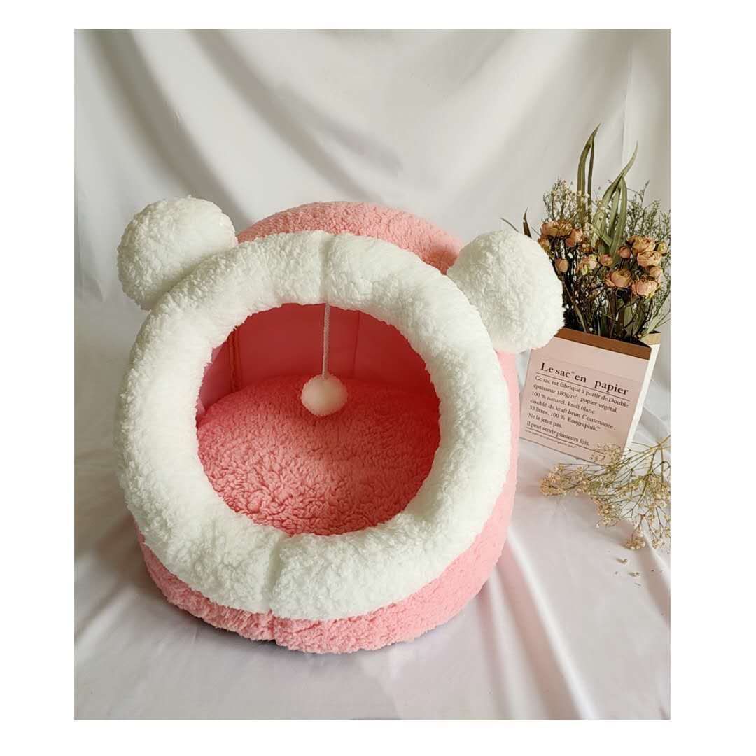 Cozy Petpal Accessories Closed Cat Litter Box in Pink with Soft Plush Design for Cats