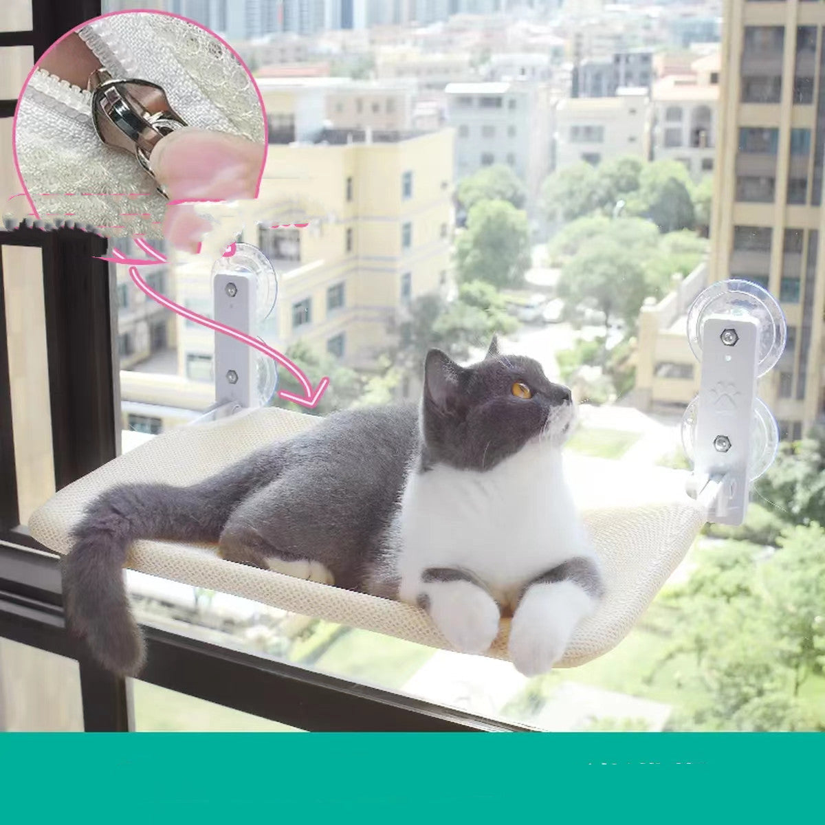Petpal cat window hammock with strong suction cups and cozy fabric for outdoor views