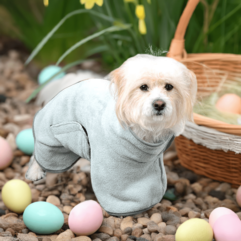 Gray comfortable pet bath towel for dogs, ideal for drying and keeping pets cozy post-bath