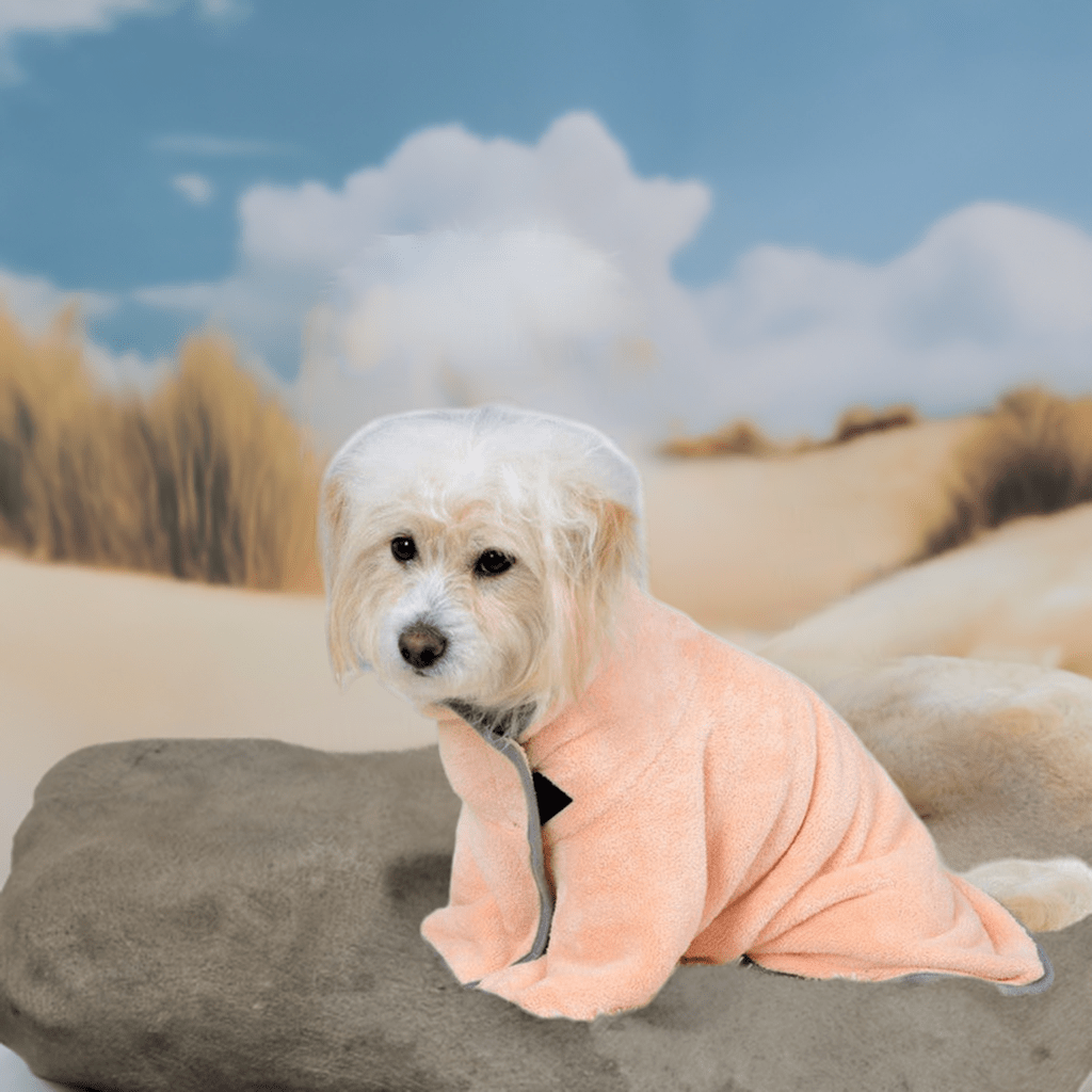 Comfortable pet bath towel in soft peach color, ideal for drying pets after baths