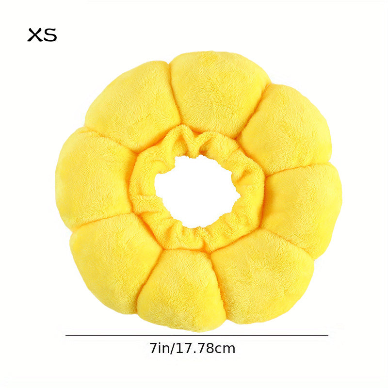 Cute sunflower pet recovery collar in yellow soft material for post-surgery comfort and protection