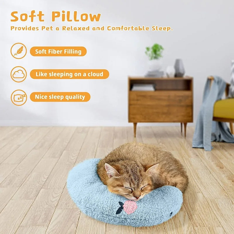 Blue Deep Sleep Puppy Pillow – Calming Neck Support Bed for Small Pets