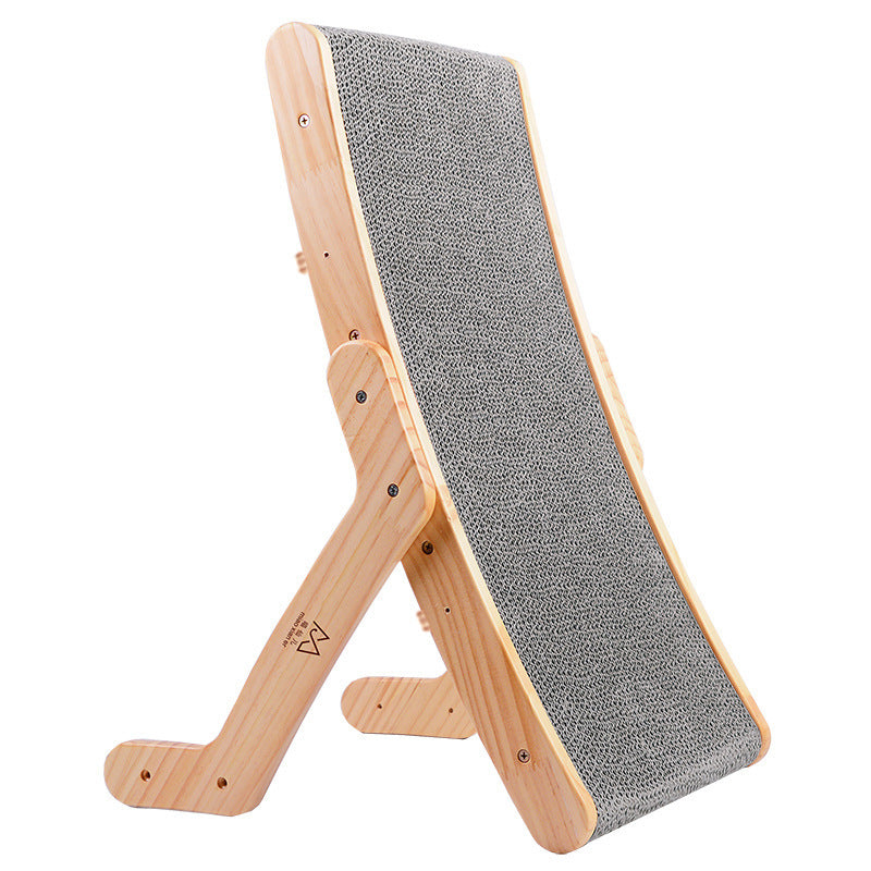 Deformation cat bed made of wood and fabric with an adjustable incline for comfort and play