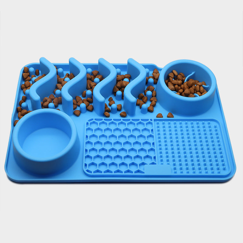 Petpal dog licking pad silicone in blue with textured surfaces for engaging pet feeding