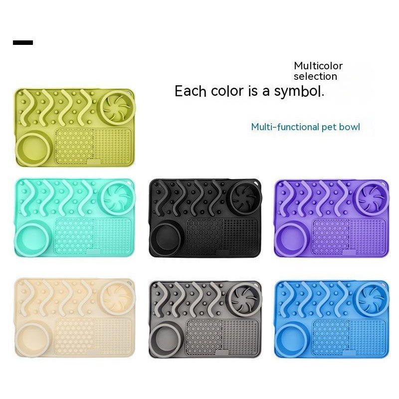 Multicolor dog licking pad silicone for pets, featuring various textures for interactive feeding