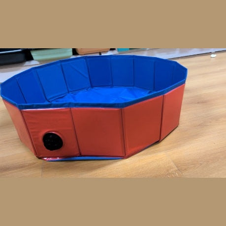 Red Foldable Dog Swimming Pool – Durable PVC Pet Bath Tub Outdoors