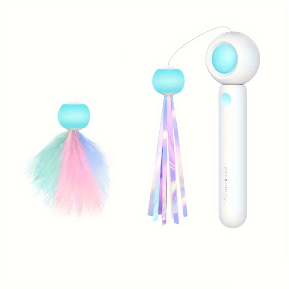 Petpal Accessories Indoor Cat Exercise Toy with Colorful Wand and Interactive Feathers