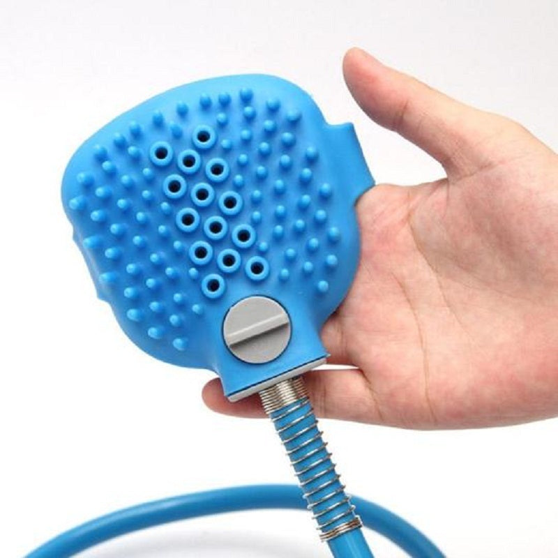 Pet bathing tool massager in blue designed for easy pet grooming and cleaning