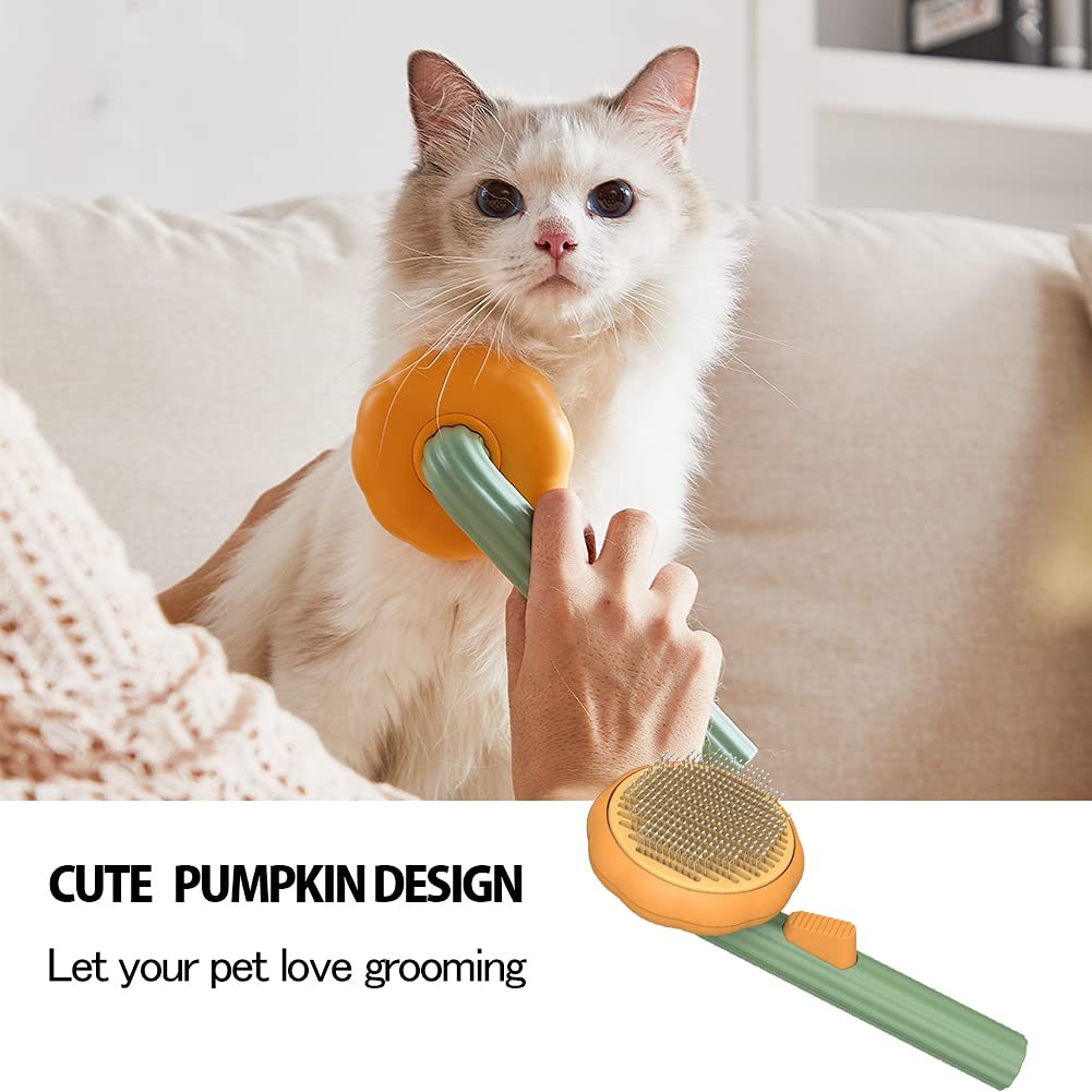 Pet pumpkin brush for grooming cats in a cute pumpkin design, perfect for making grooming enjoyable