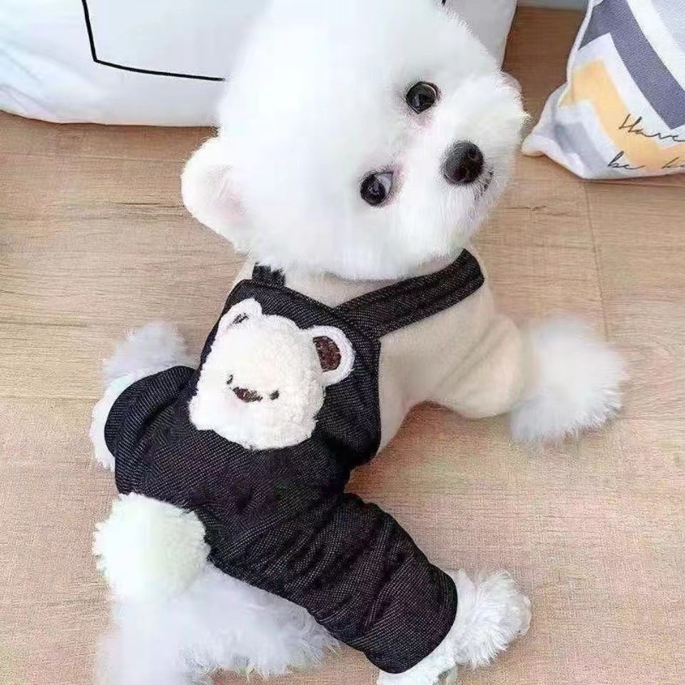 Pet Poodle Dog Clothes Cotton-padded Coat Four-leg Fleece-lined.