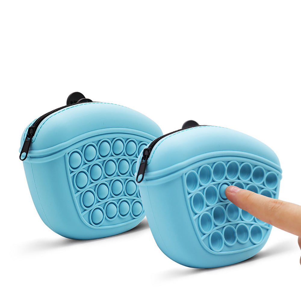 Blue portable pet treat storage with a textured surface for easy grip and accessibility