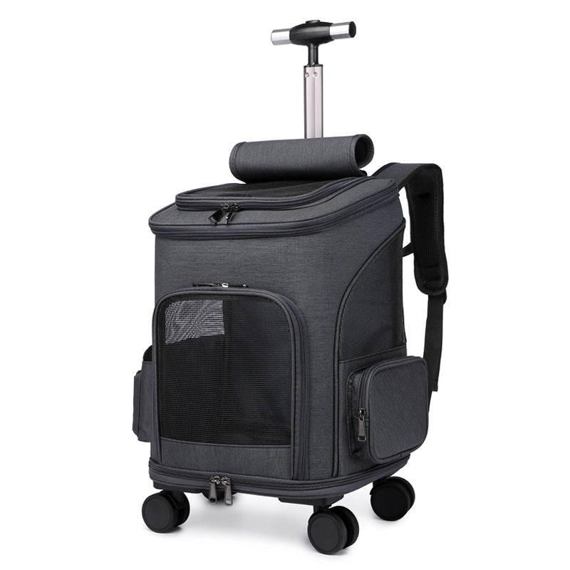 Petpal portable pet trolley backpack with wheels and a telescopic handle for easy travel