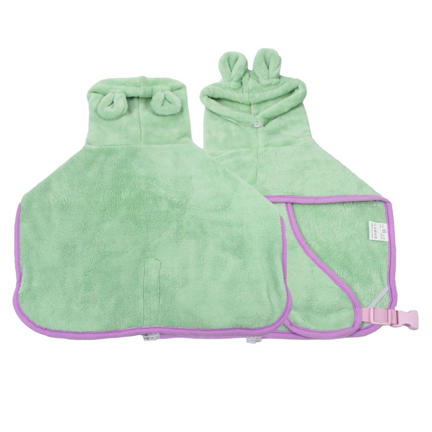Petpal Accessories Super Absorbent Dog Towel in Green with Hood and Adjustable Strap for Quick Drying