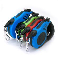 Telescopic dog leash available in blue, green, and red colors for flexible dog walking
