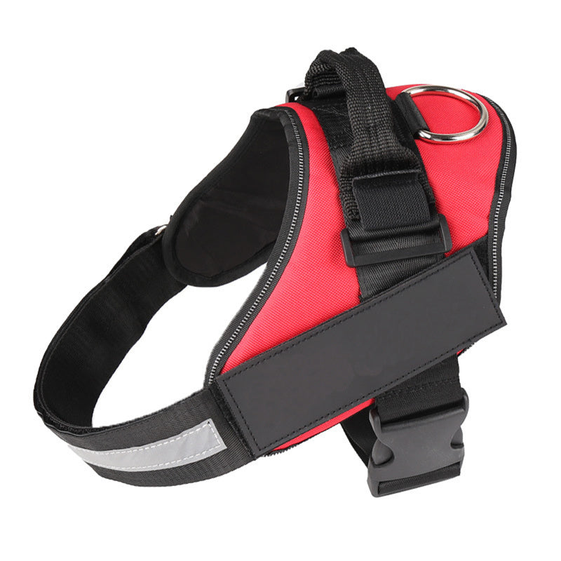 Durable red reflective dog gear safety harness designed for nighttime visibility and protection