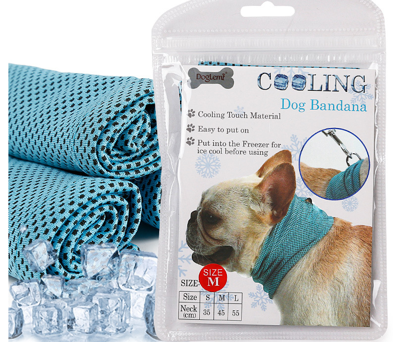 Breathable and lightweight cooling collar on happy dog outdoors