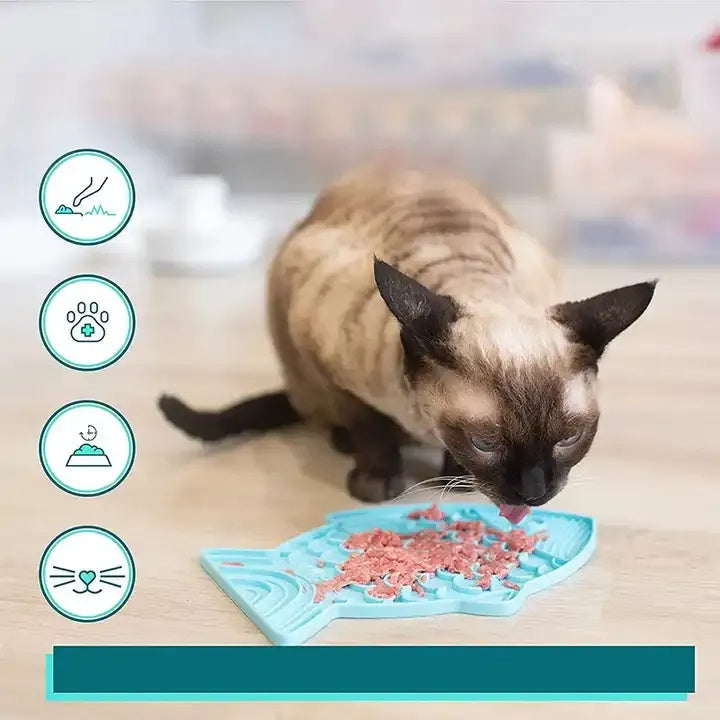 Siamese cat using an anti gulping pet feeder from Petpal accessories to enjoy mealtime