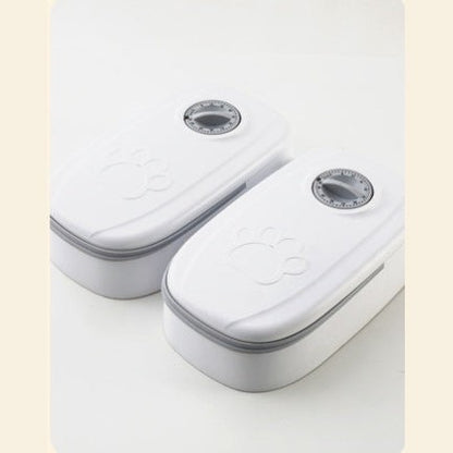 Grey single meal pet food dispenser with built-in timer