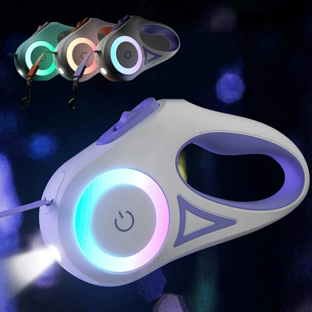 Retractable LED Pet Leash for Dogs – Anti-Tangle Design
