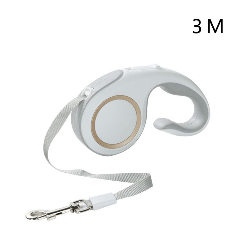 White automatic pet traction rope with 3 meters of retractable leash for easy dog walks