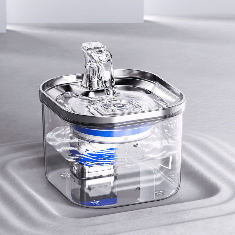 Cat drinking from stainless steel pet water fountain – PetPal Accessories