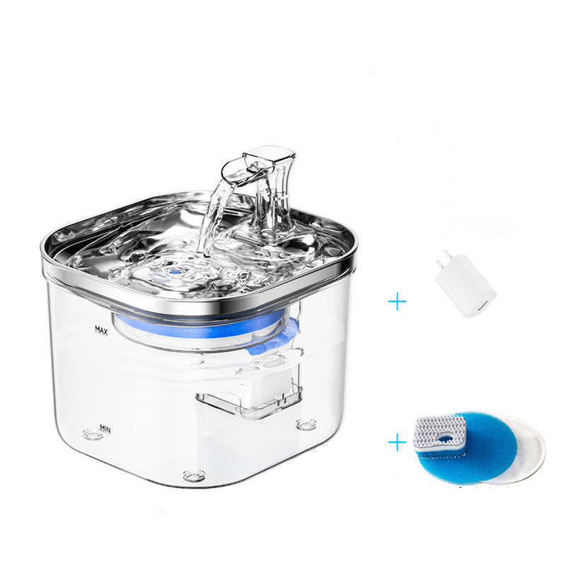 Cat drinking from stainless steel pet water fountain – PetPal Accessories