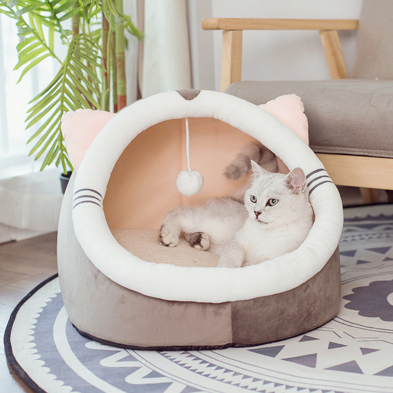 Cozy Petpal closed cat litter box with a plush interior and playful design for comfortable use