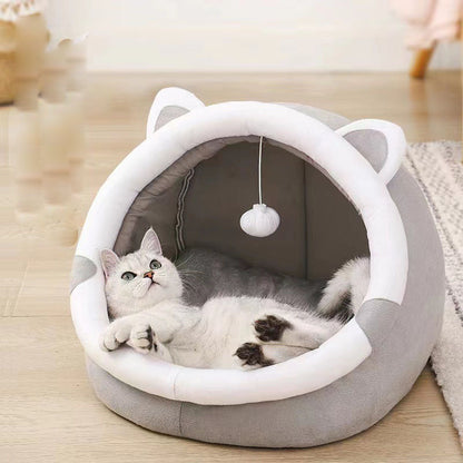 Cozy Petpal closed cat litter box with plush interior and cute cat ear design for comfort and privacy
