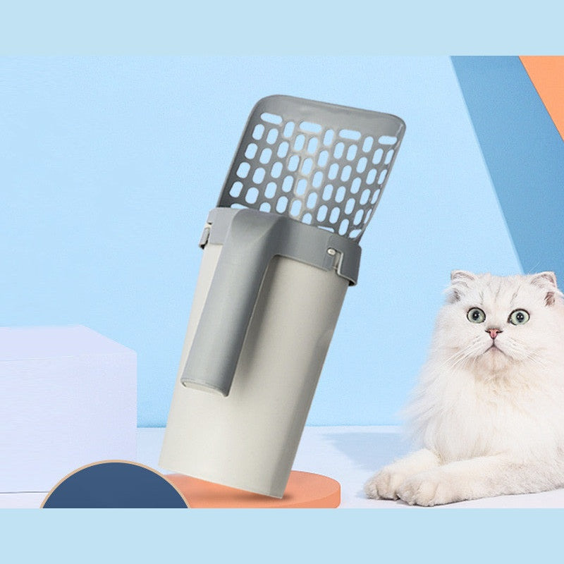 Stylish cat litter shovel with storage for convenient waste management and easy cleaning