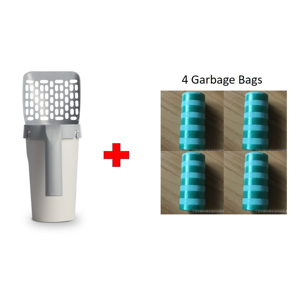 Petpal cat litter shovel with storage and four disposable garbage bags for easy cleanup