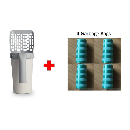 Petpal cat litter shovel with storage and four disposable garbage bags for easy cleanup