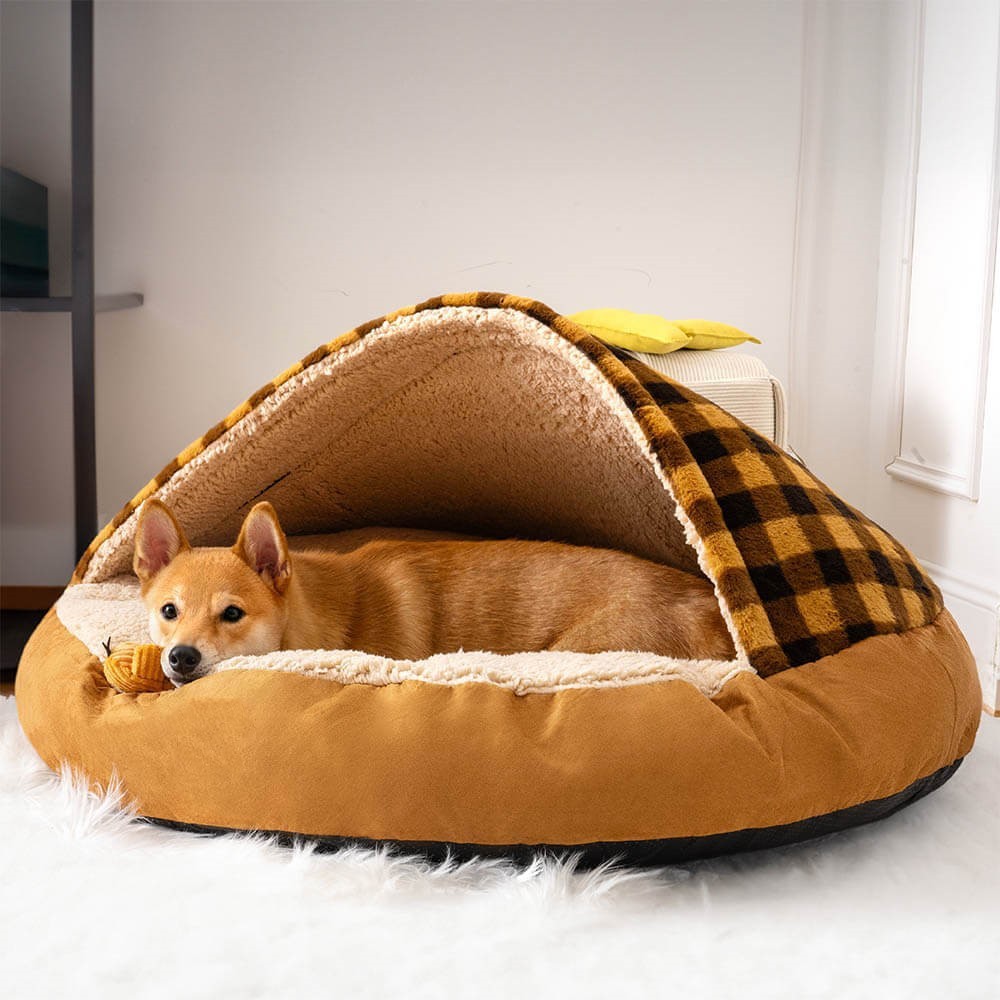 Cozy dog and cat bed with soft lining and a playful design for ultimate pet comfort