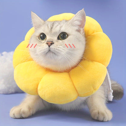 Cute sunflower pet recovery collar designed for comfort and support for pets after surgery