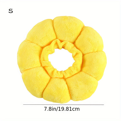 Cute sunflower pet recovery collar for comfort and protection during healing with soft plush texture