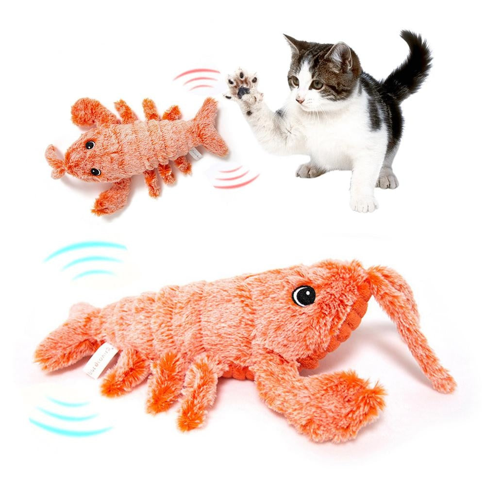 Electric jumping shrimp cat toy designed for interactive play and engaging cats with fun movements