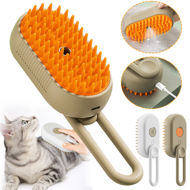 Electric Pet Grooming Comb with Soft Rubber Bristles for Easy Grooming and Cleaning Cats and Dogs