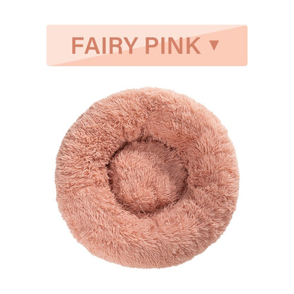 Fairy pink fluffy donut dog bed perfect for small and medium dogs for cozy relaxation