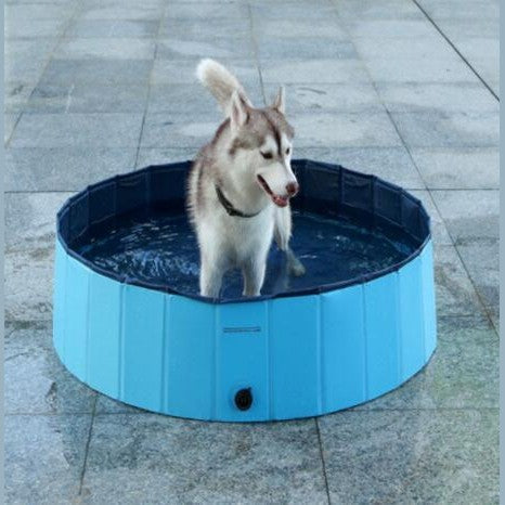 Blue Foldable Dog Pool – Easy to Drain, Non-Slip Bottom for Safety