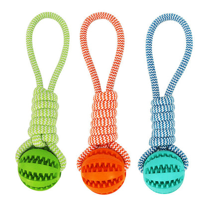 Colorful hemp rope dog toy set featuring green, orange, and blue durable designs for interactive play