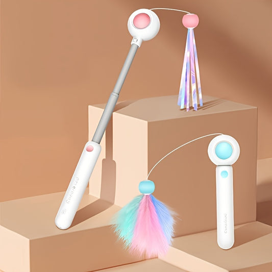 Petpal accessories indoor cat exercise toy with colorful feathers and ribbons for playful felines