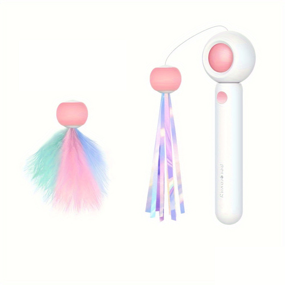 Petpal indoor cat exercise toy with colorful feather wand and interactive attachments for playful cats