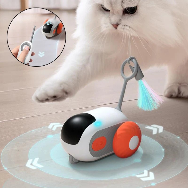Interactive Cat Car Toy with Remote Control and Colorful Tail for Engaging Playtime with Cats