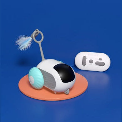 Interactive Cat Car Toy with Remote Control and Colorful Feather Attachment for Engaging Playtime