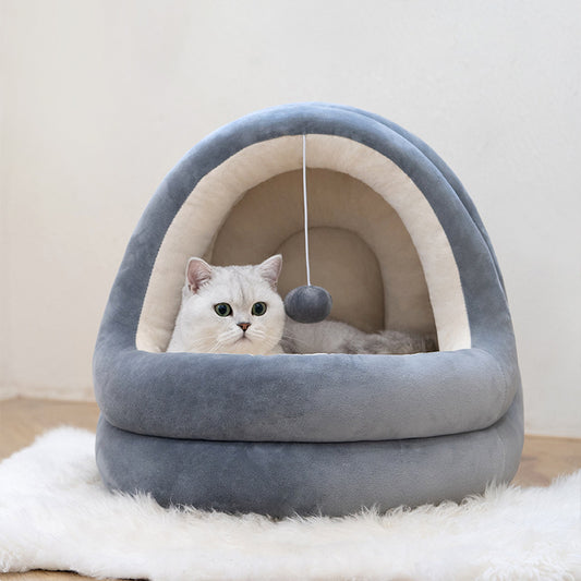 Cozy Petpal cat mat bed online UK with soft plush interior and playful hanging ball
