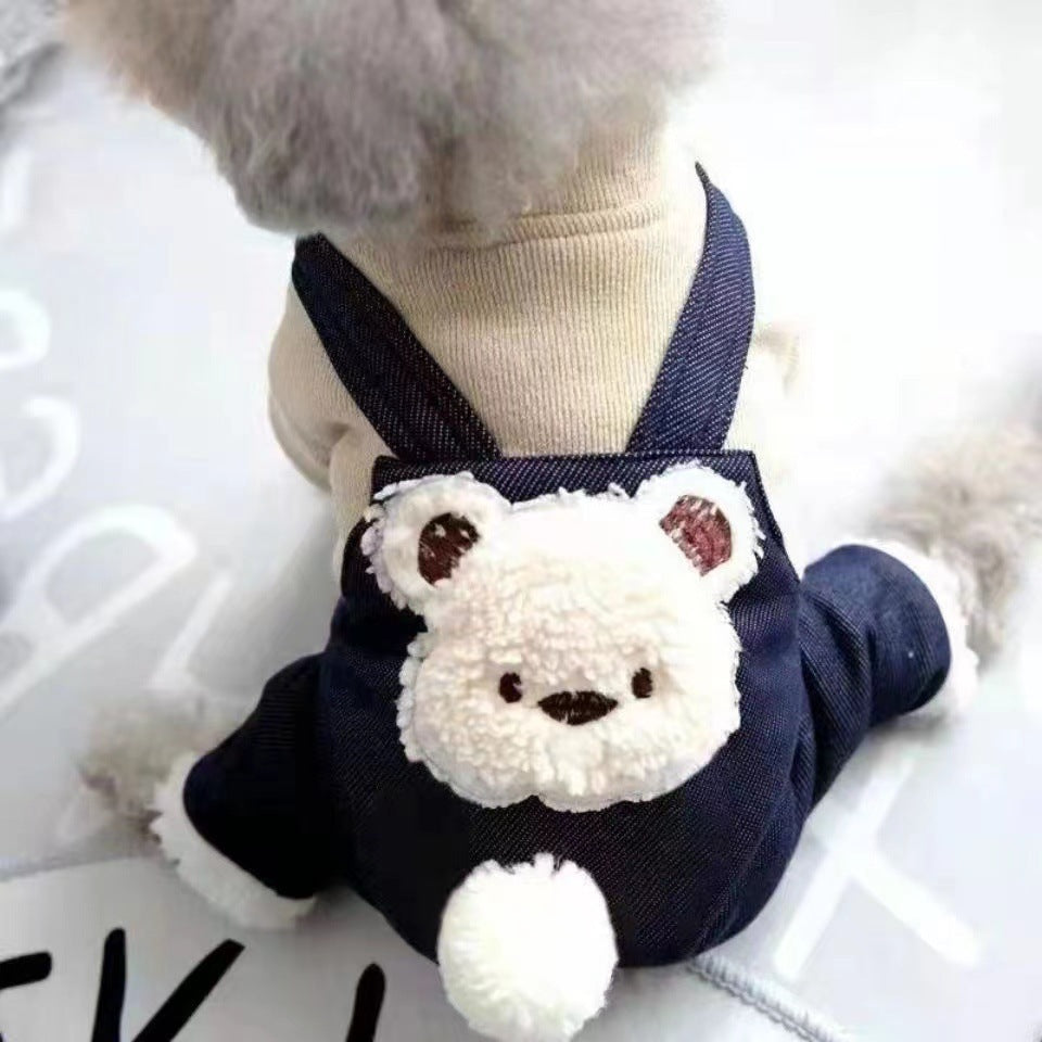 Pet Poodle Dog Clothes Cotton-padded Coat Four-leg Fleece-lined.