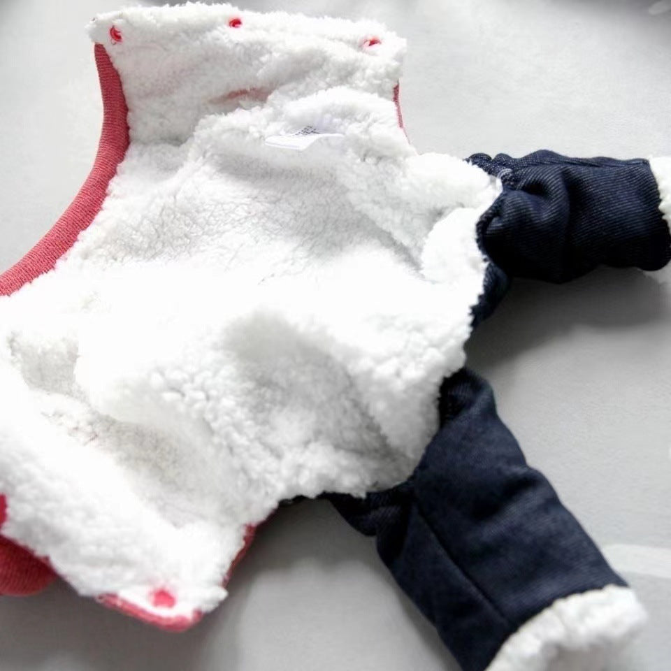 Pet Poodle Dog Clothes Cotton-padded Coat Four-leg Fleece-lined.